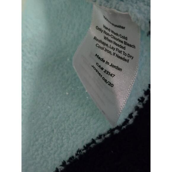 Talbots Chenille Sweater Ivory Blue Color Block Size S Side Buttons Crew Neck - Picture 5 of 5